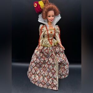 Barbie Mattel Elizabethan Queen Barbie Doll 12" Tall Without Box Outfit